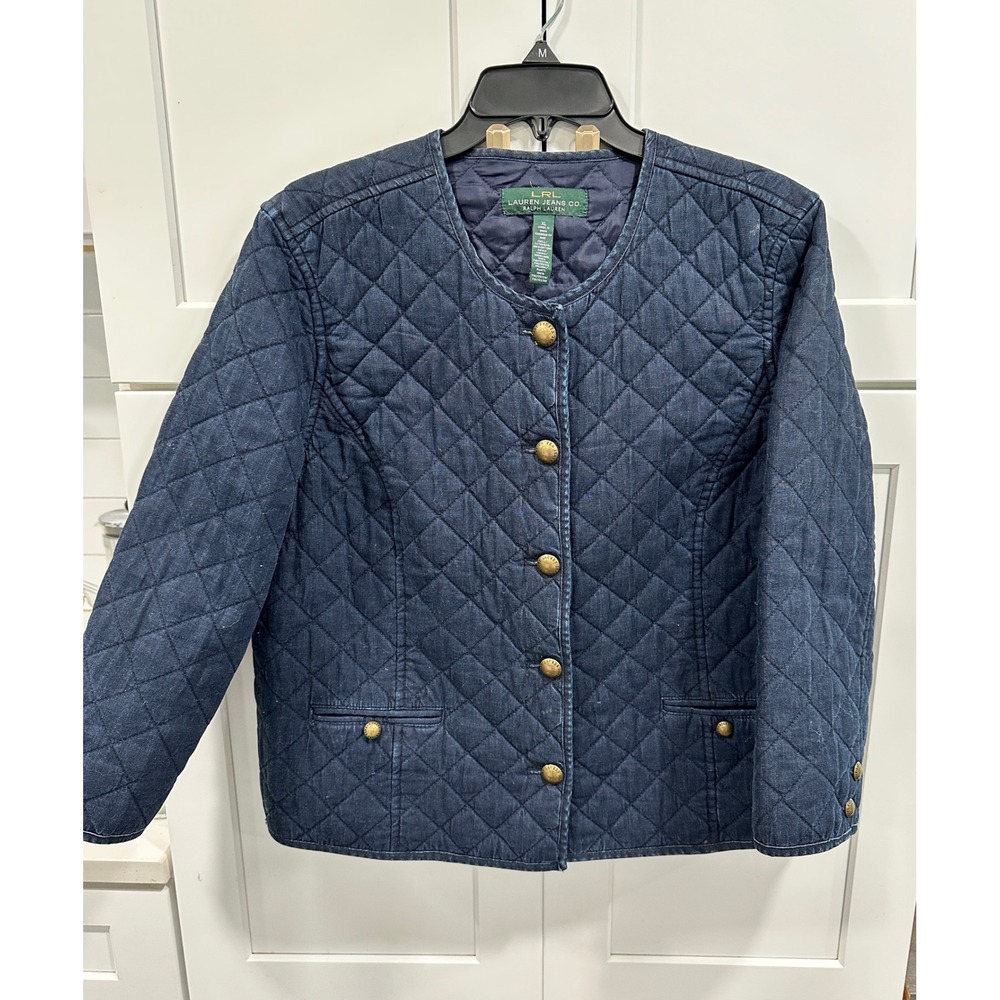 Quilted Navy Jacket with Gold Buttons